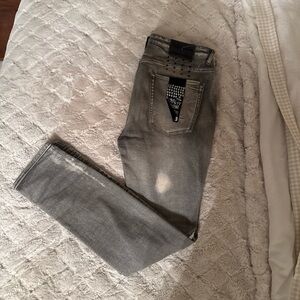Ksubi Van Wickle Eratik Trashed Grey Jeans Skinny Fit Size 36